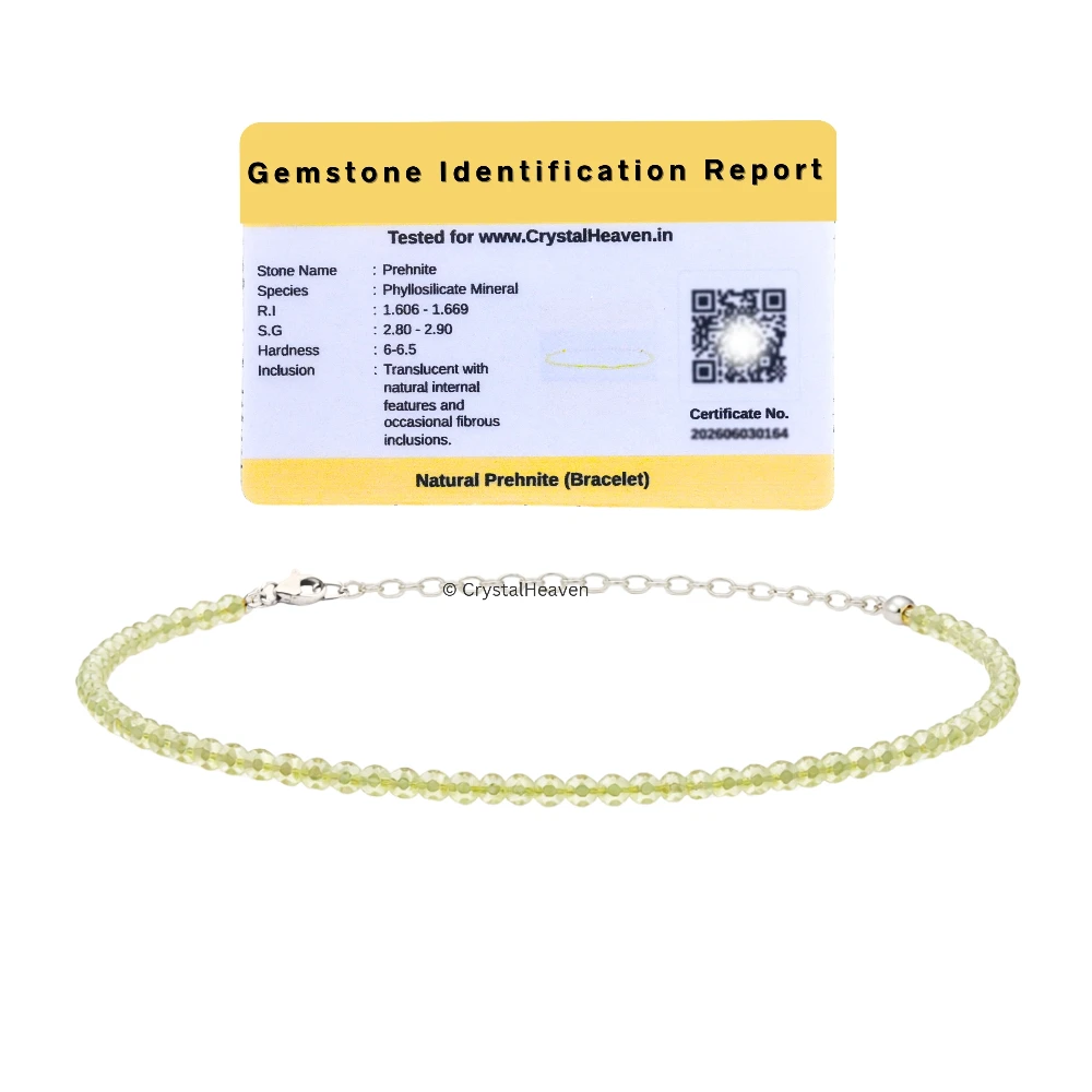 Prehnite Bracelets - 2mm Faceted Beads (Silver)