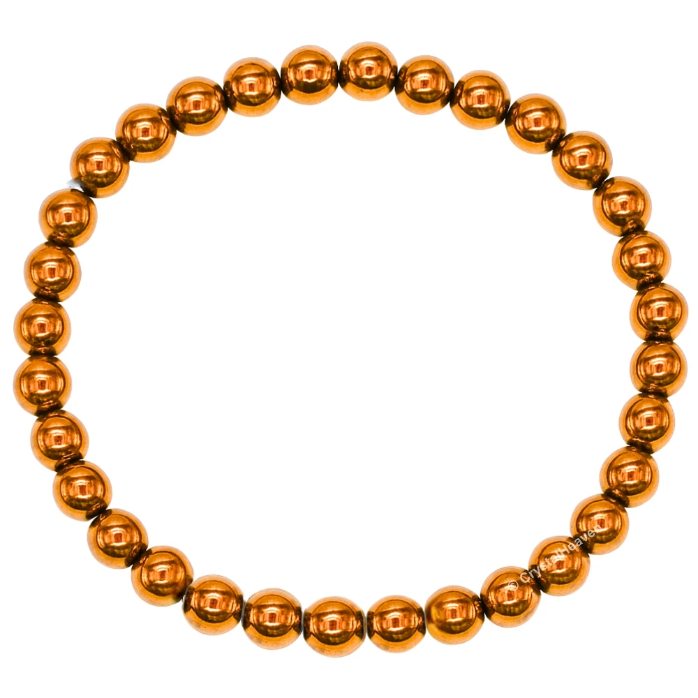 Copper Hematite Healing Crystal Bracelets - 6mm Beads
