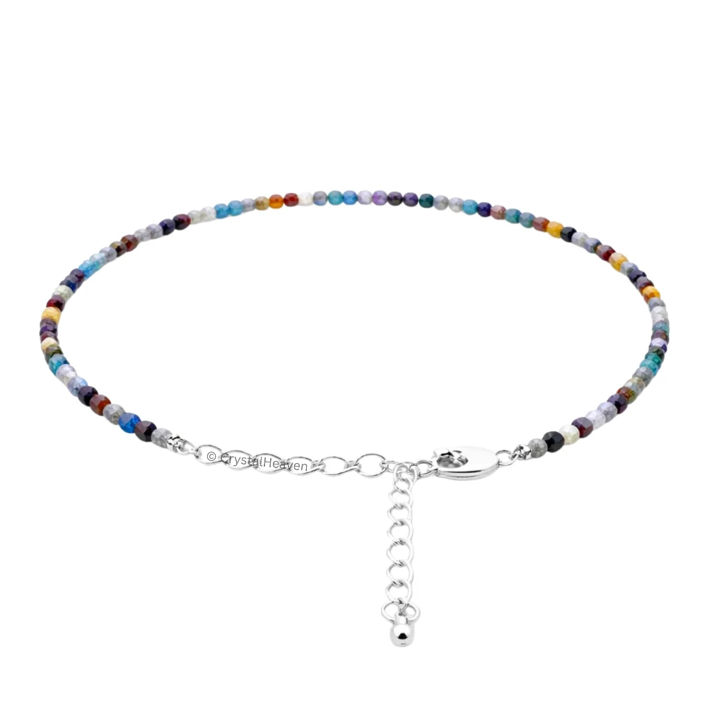 Mix Disco Anklet - 2mm Faceted Beads (Silver)