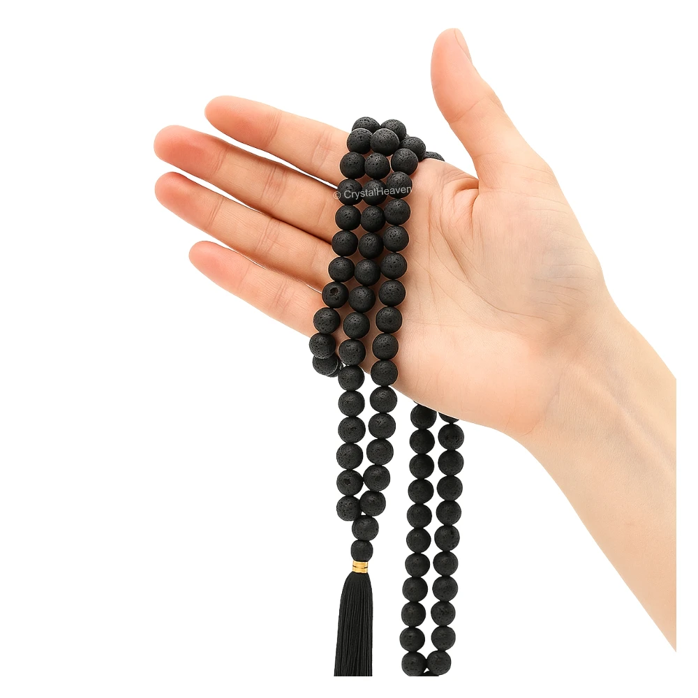 Lava Stone Japa Mala (Without Knot)