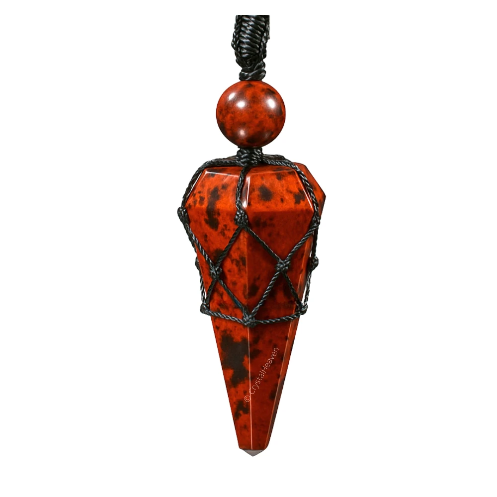 Mahogany Obsidian Pendulum Pendant Necklace (Macrame)