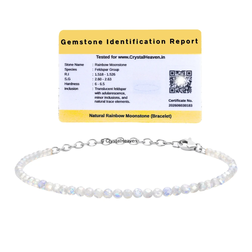 Rainbow Moonstone Bracelets - 2mm Faceted Beads (Silver)