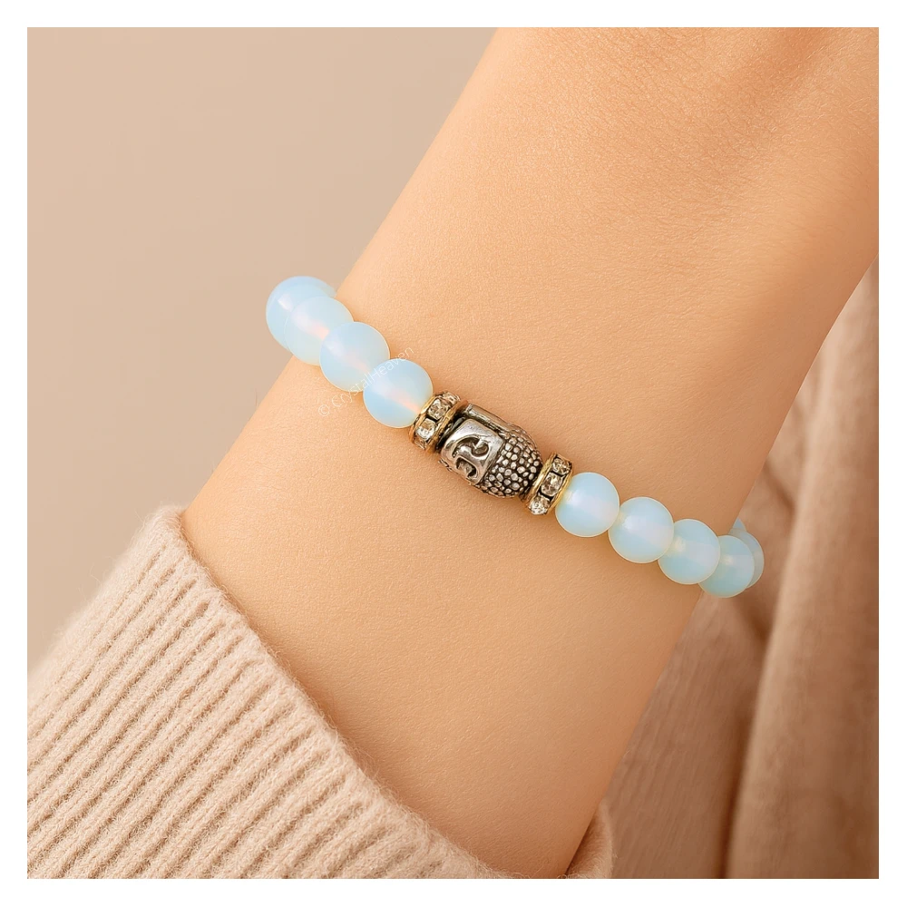 Opalite with Buddha Bracelet (Elastic)