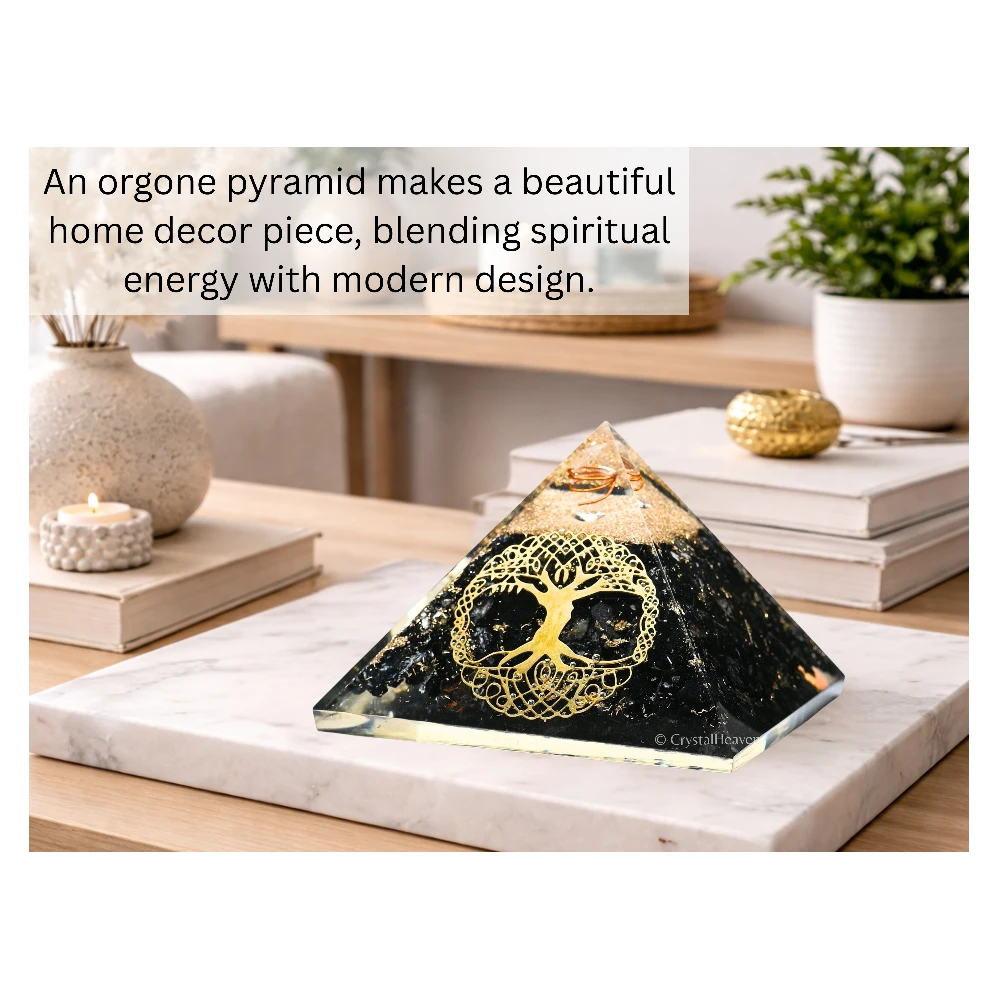 Black Tourmaline Orgone Pyramid (Tree Of Life)