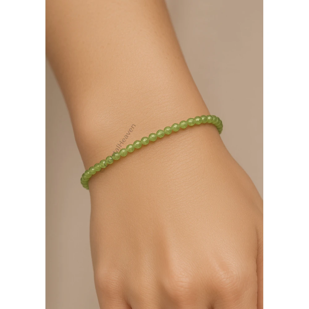 Peridot Bracelets - 2mm Faceted Beads (Gold)