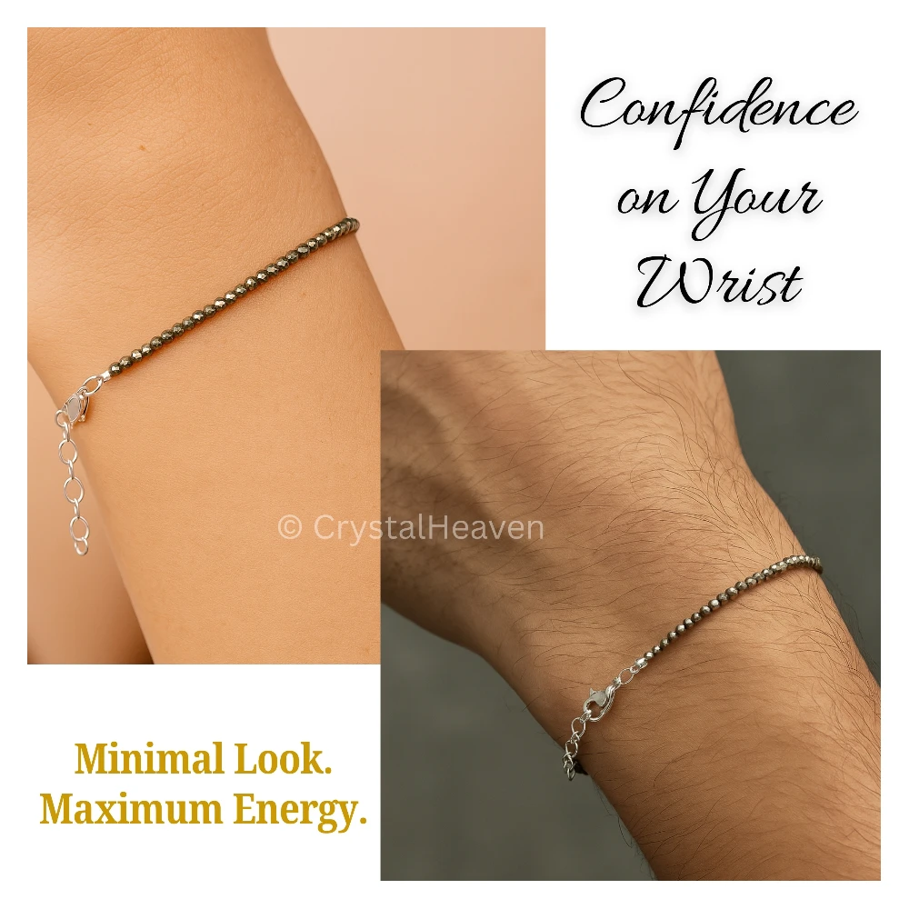 Pyrite Bracelets - 2mm Faceted Beads (Silver)
