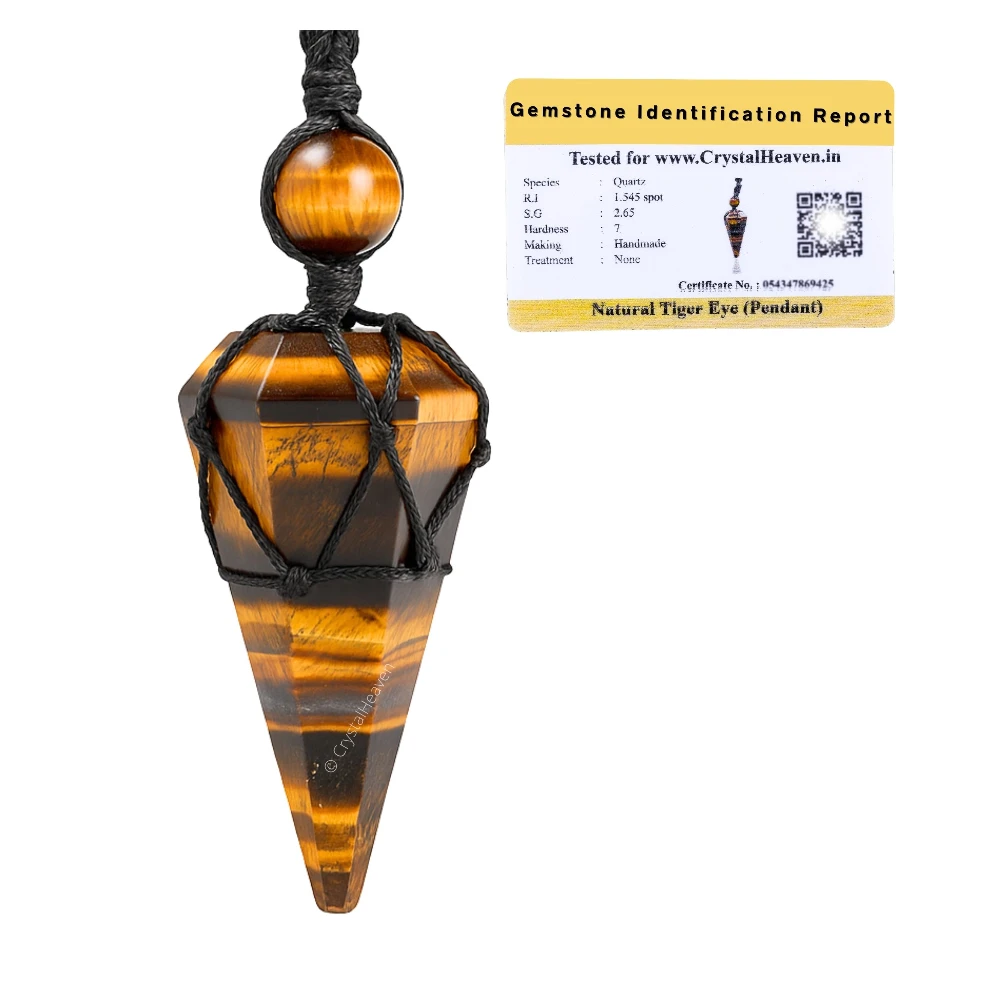 Tiger Eye Pendulum Pendant Necklace (Macrame)
