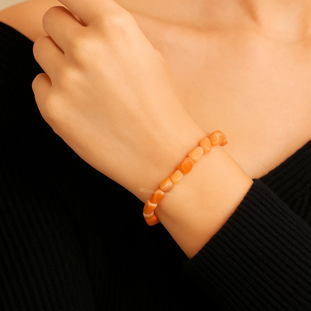 Peach Moonstone Tumbled Bracelet (Elastic)