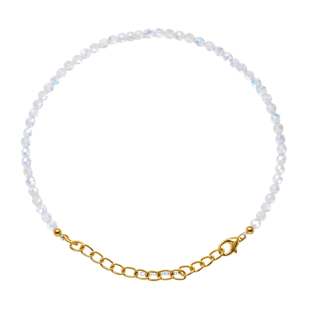 Rainbow Moonstone Bracelets - 2mm Faceted Beads (Gold)