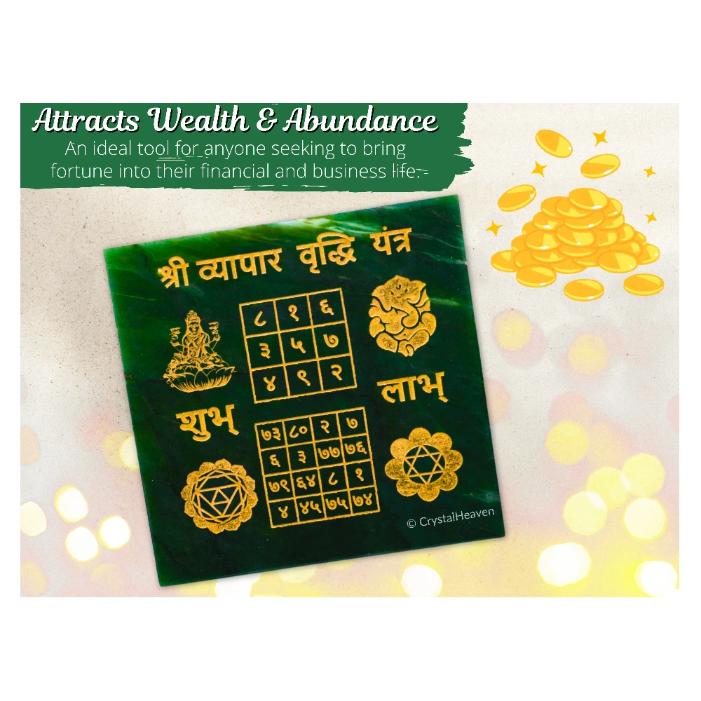 Green Aventurine Plate with Vyapar Vrudhi Yantra