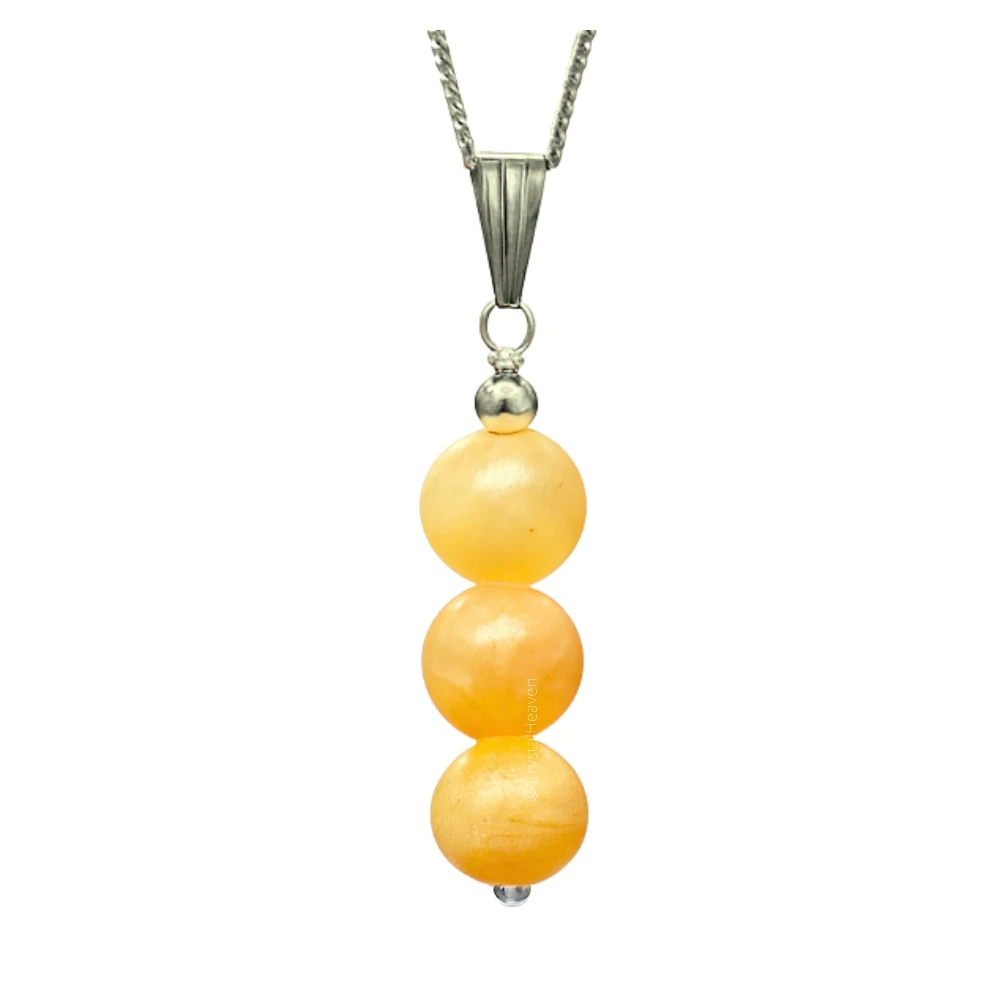 Yellow Calcite Crystal Bead Necklace (Silver)
