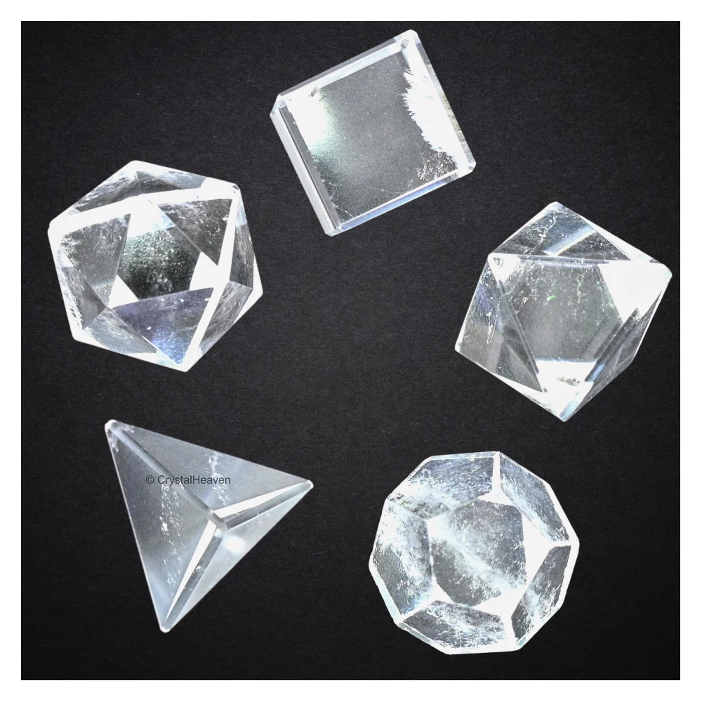 Clear Quartz Platonic Solid - 5 Pcs
