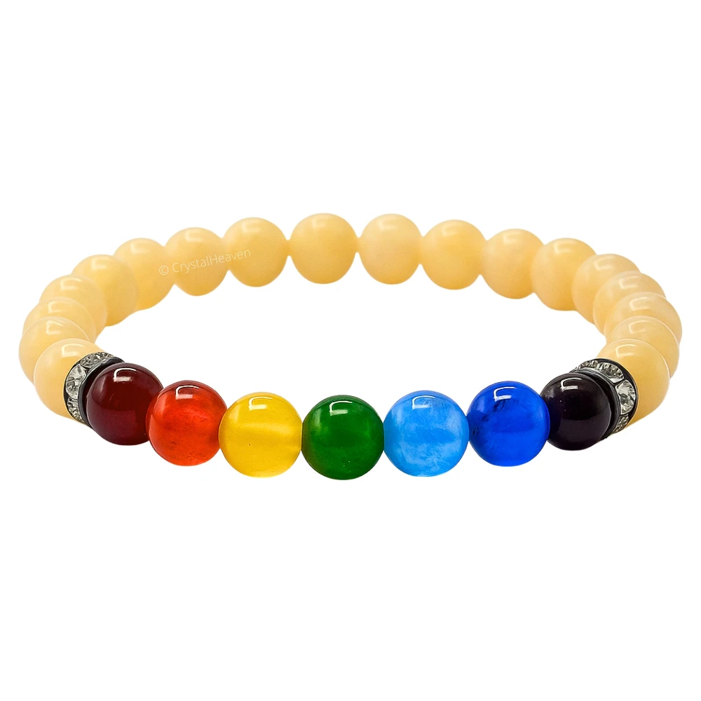 Yellow Calcite with Chakra Bracelet (Elastic)