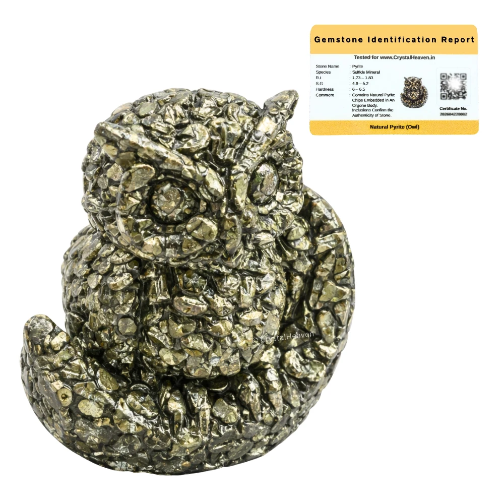 Natural Pyrite Owl