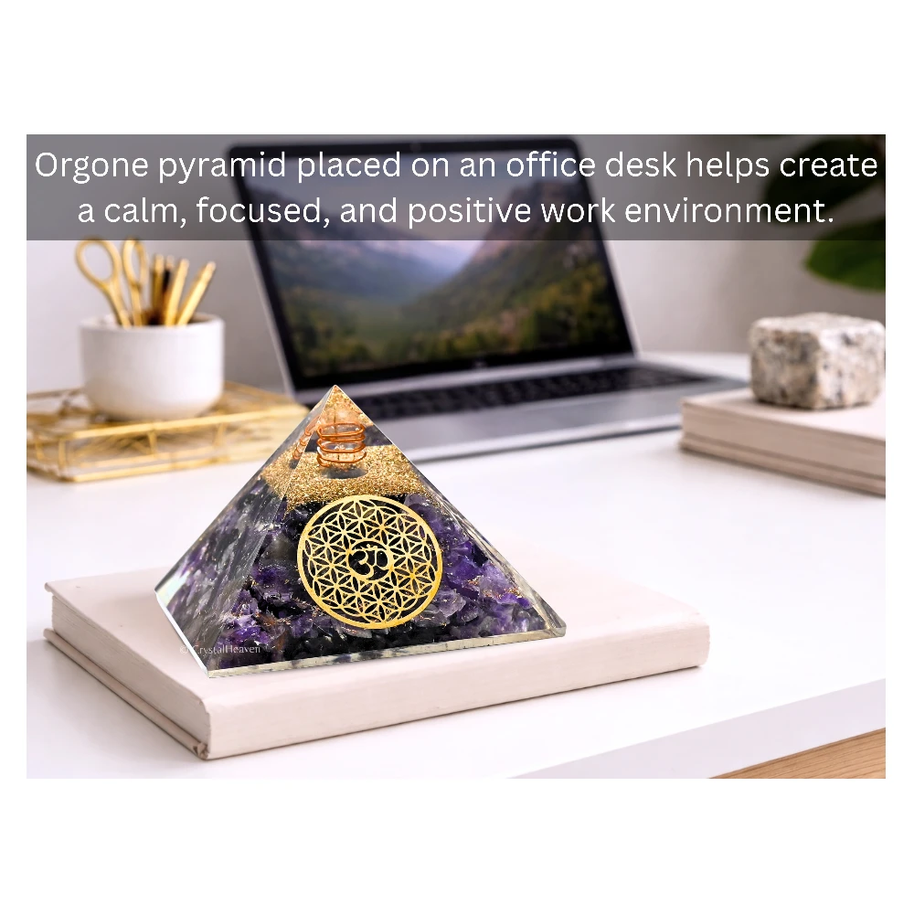 Amethyst Orgone Pyramid (OM Flower Of Life)