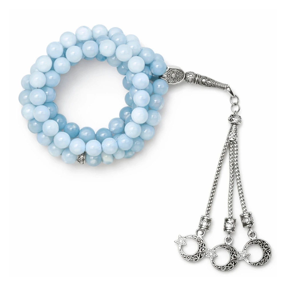 Aquamarine Crystal Tasbih (Silver)