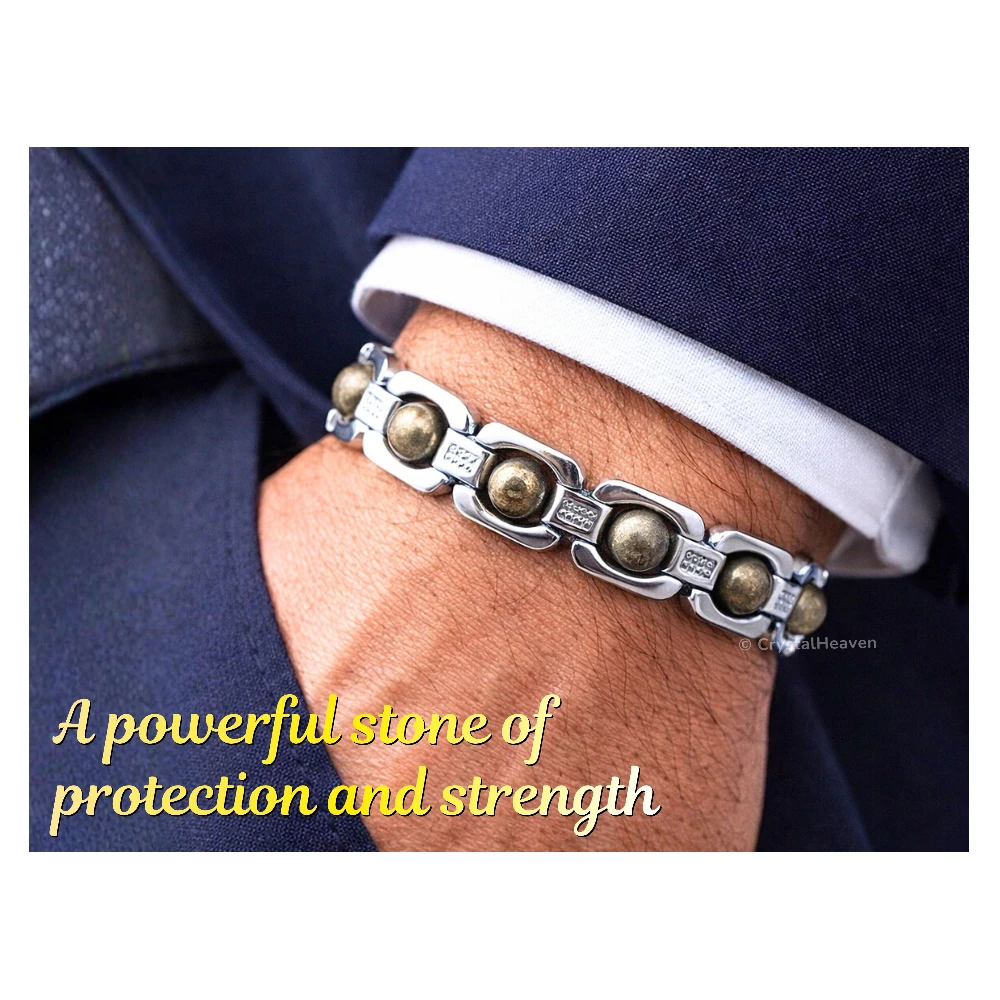 Pyrite Bracelet - Premium Silver Chain