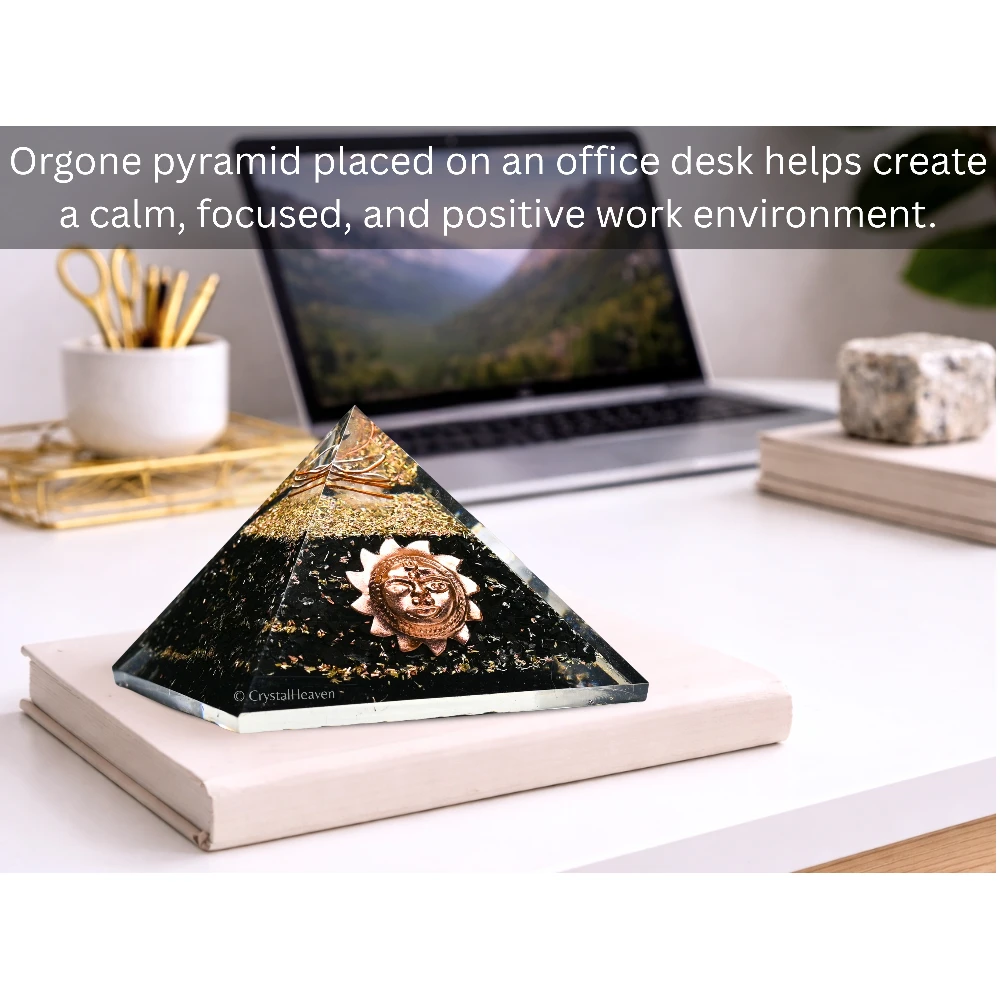 Shungite Orgone Pyramid (Sun Face)
