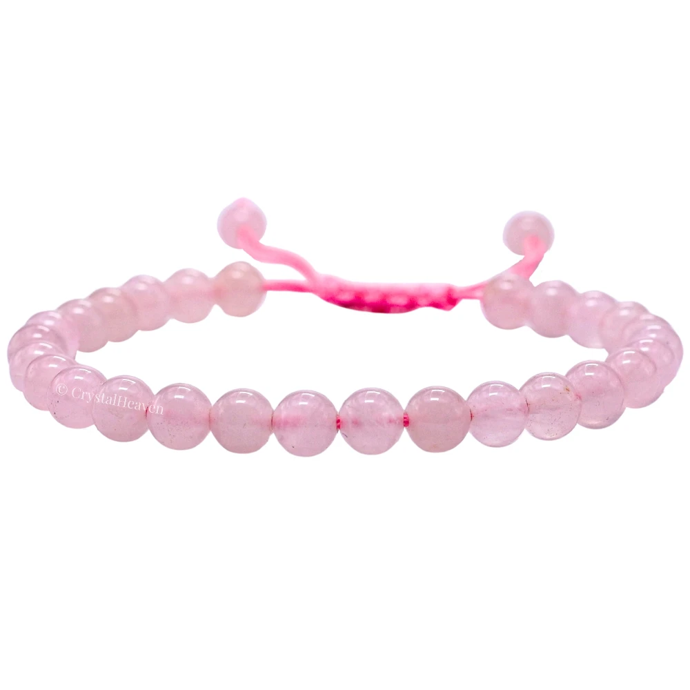 Rose Quartz Healing Crystal Bracelets - 6mm Beads (Adjustable)