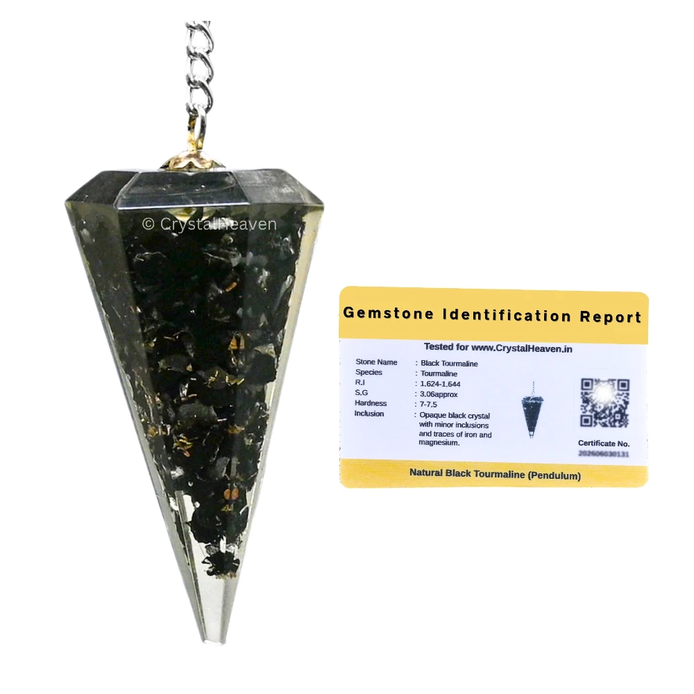 Black Tourmaline Crystal Orgone Pendulum