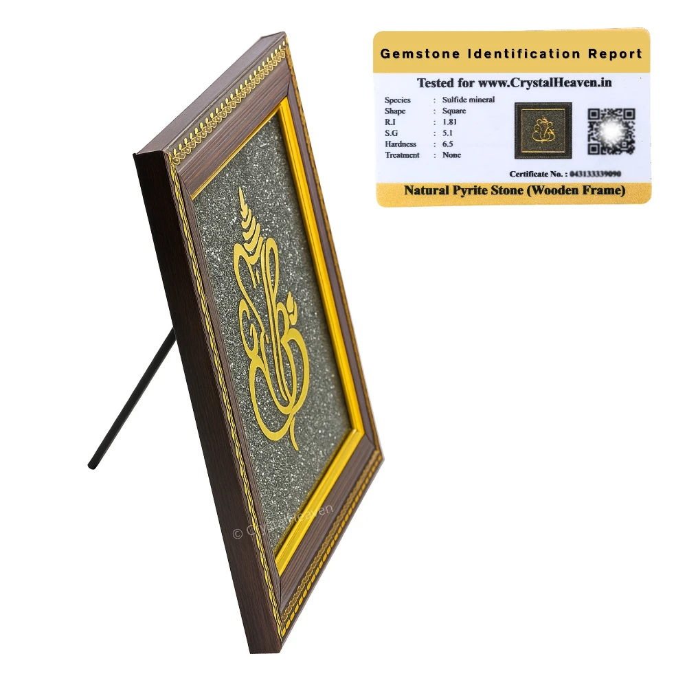 Golden Ganesha on Natural Pyrite Frame – Vastu Decor