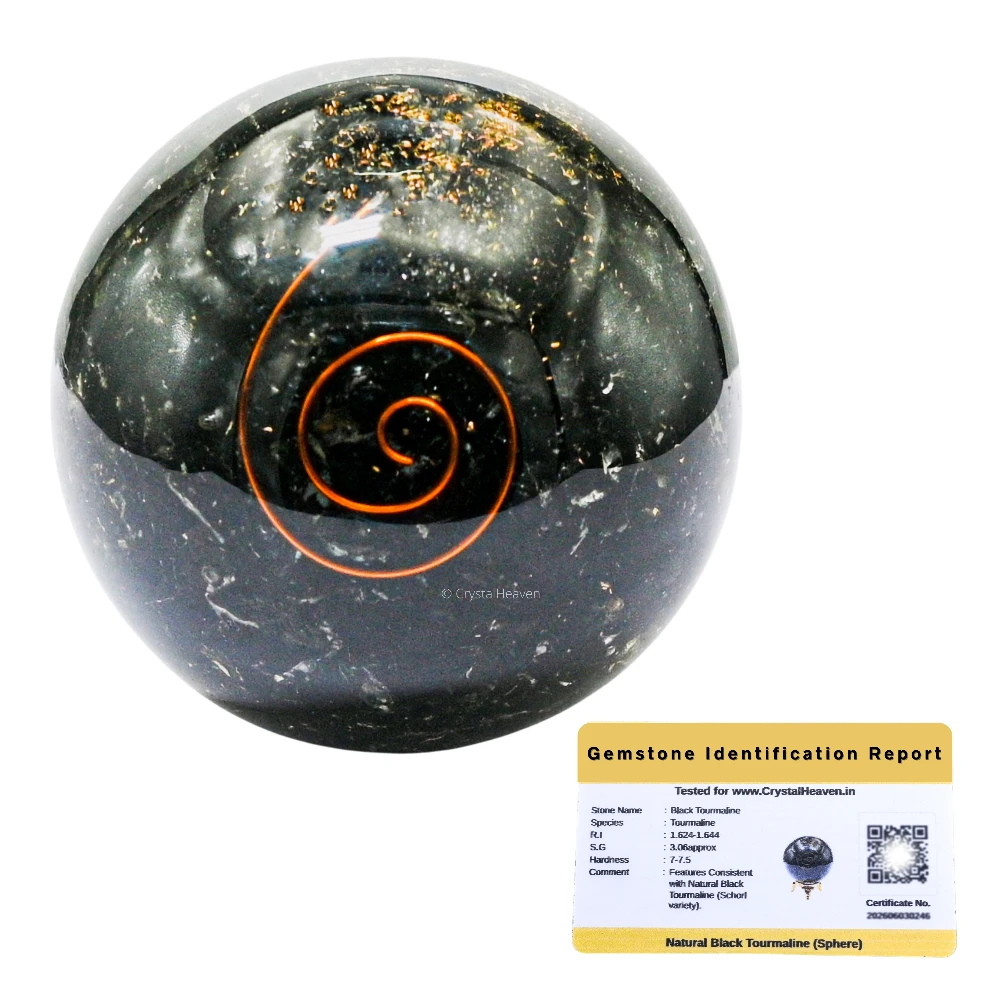 Black Tourmaline Crystal Orgonite Ball (2.5 Inch)