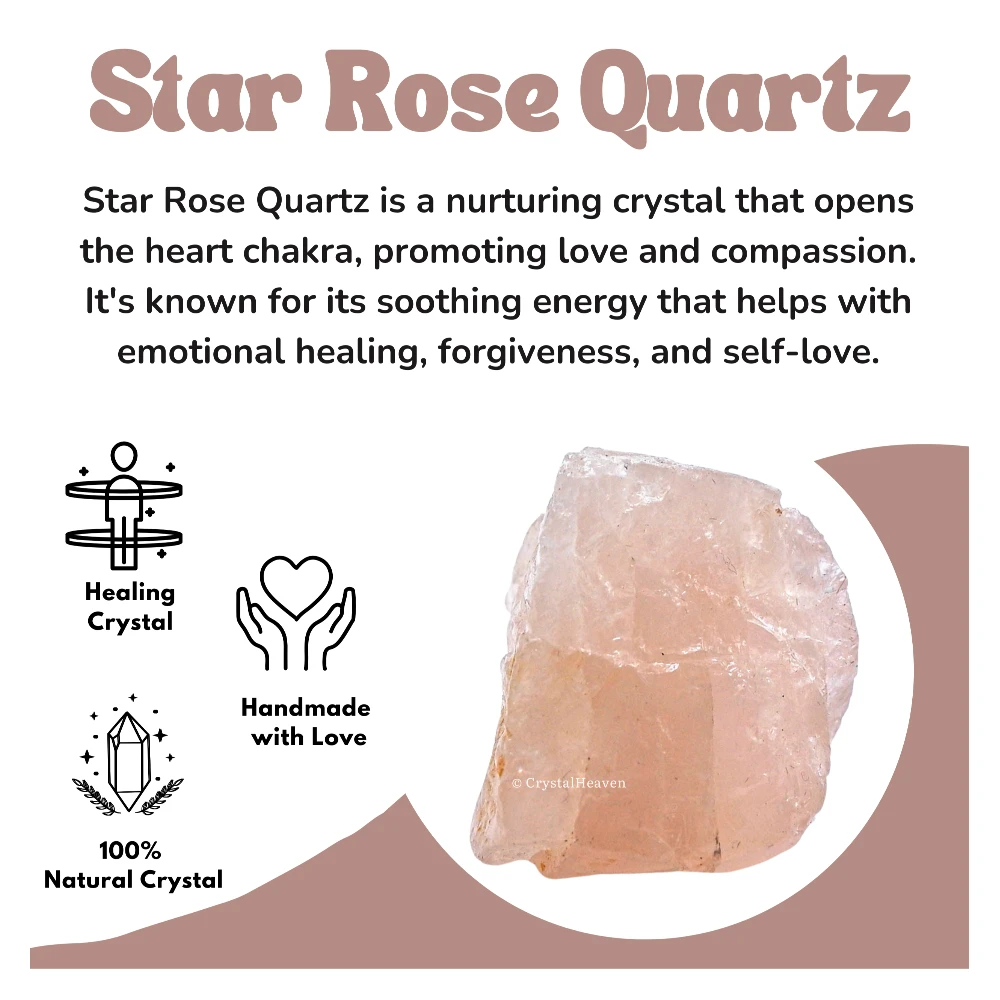 Raw Star Rose Quartz Crystals (5 Pieces)