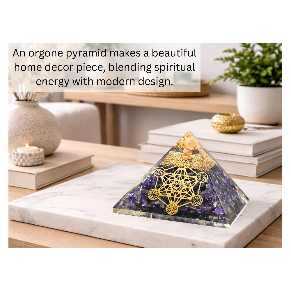 Amethyst Orgone Pyramid (Chakra Metatron cube)