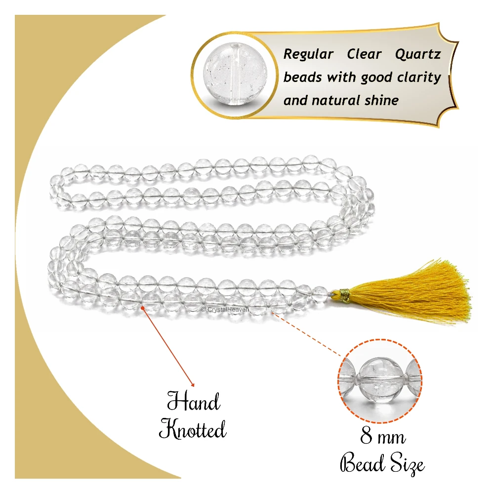 Sphatik Mala - AB Grade 108 Beads (8mm) (Hand Knotted)
