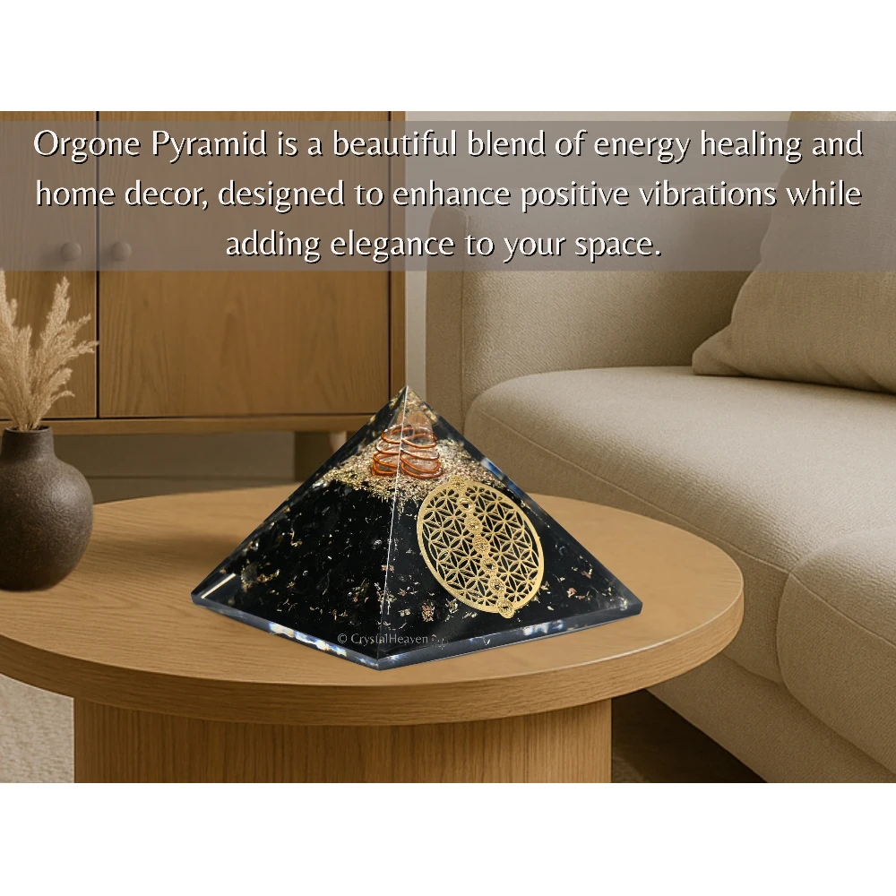 Shungite Orgone Pyramid (Chakra Flower of life)