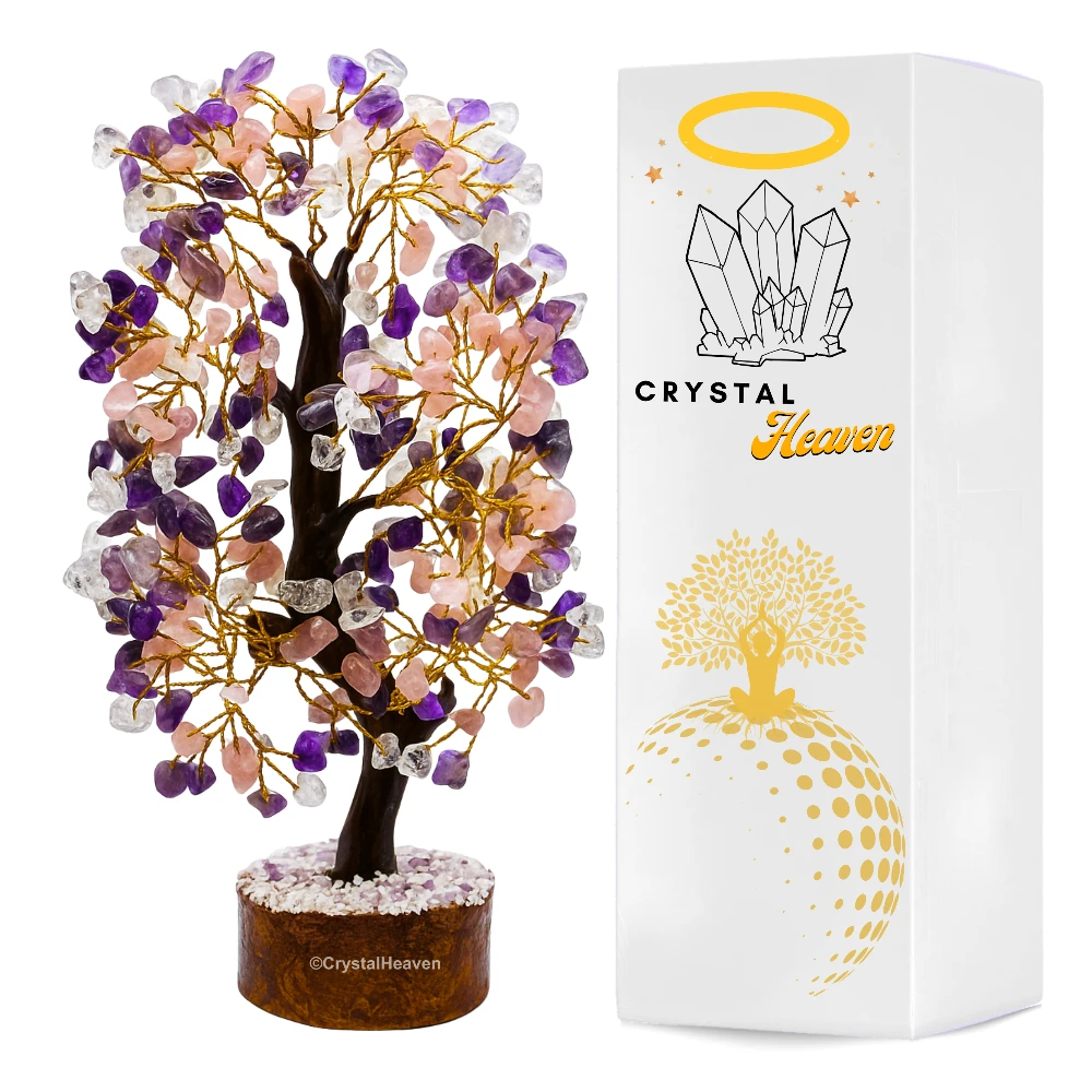 Rose Quartz, Amethyst & Clear Quartz Tree (200 Chips)