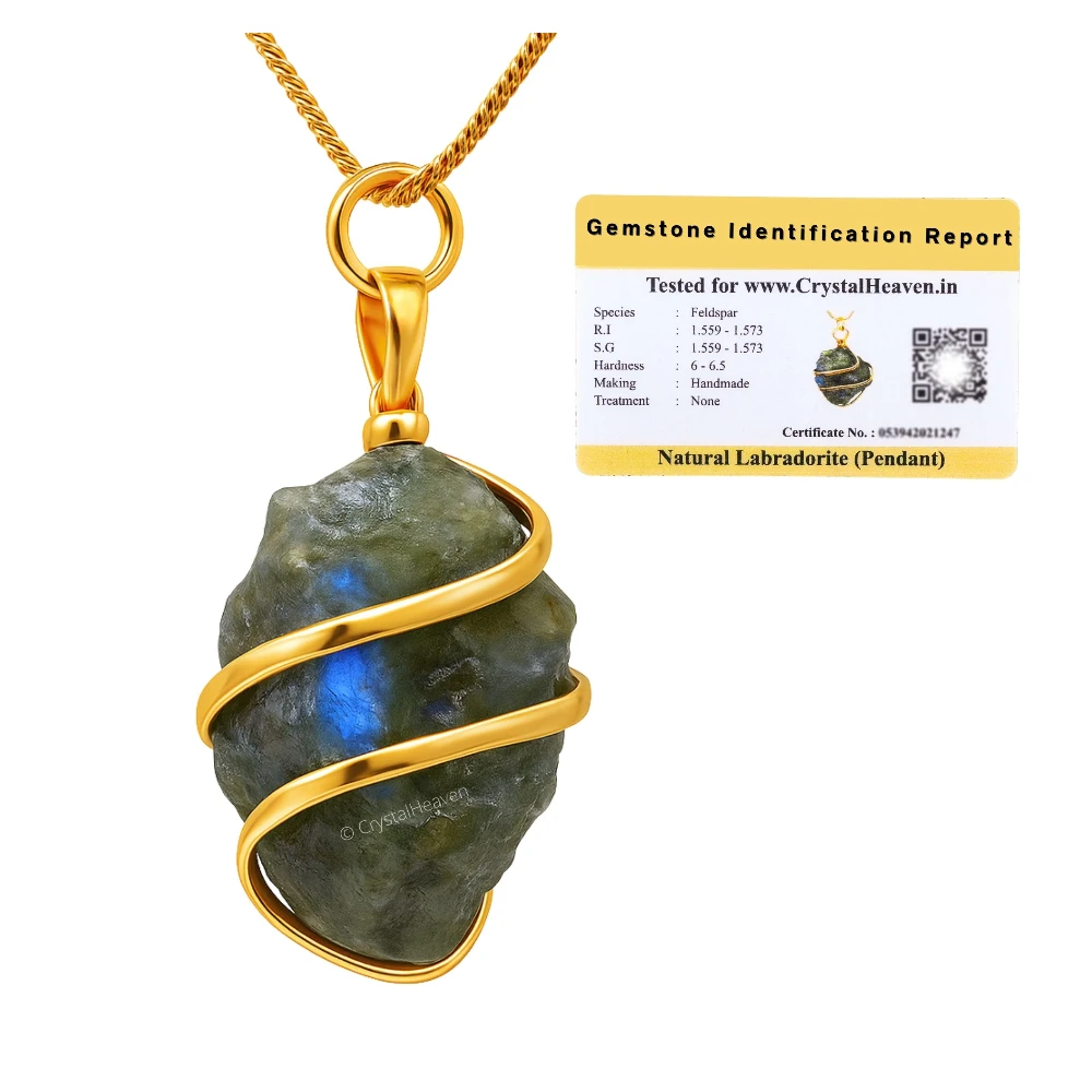 Labradorite Necklace - Raw Crystal (Gold)