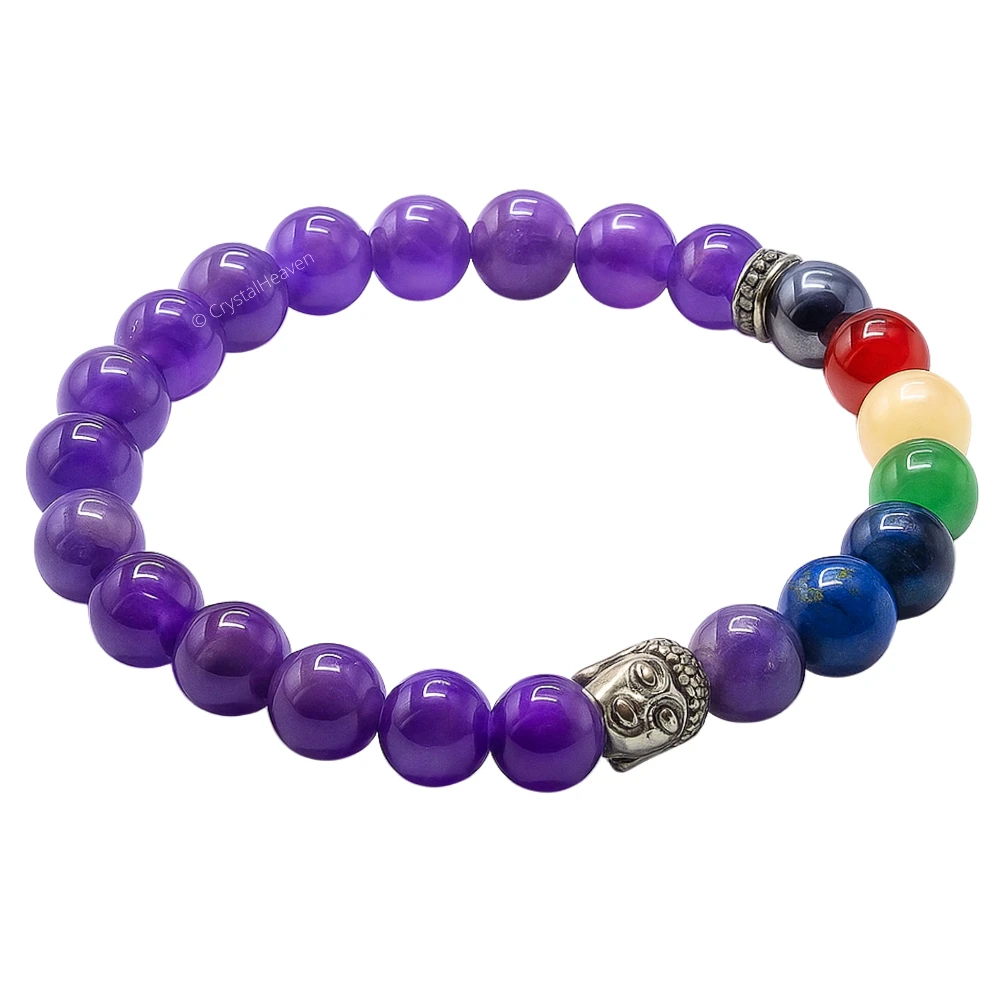 Amethyst Chakra with Buddha Bracelet (Elastic)