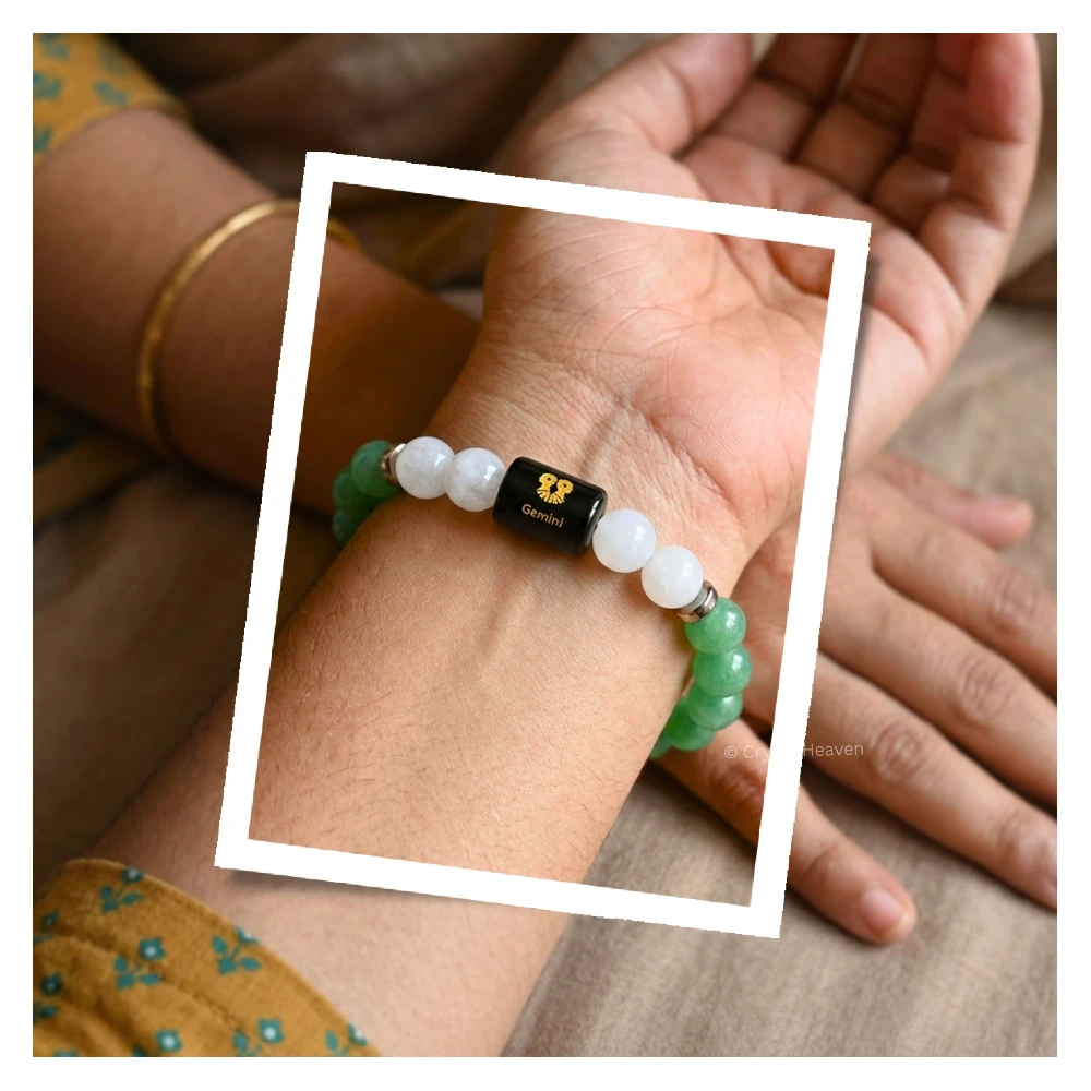 Gemini Bracelet (मिथुन राशि) - Green Aventurine & Milky Quartz (Only Bracelet)