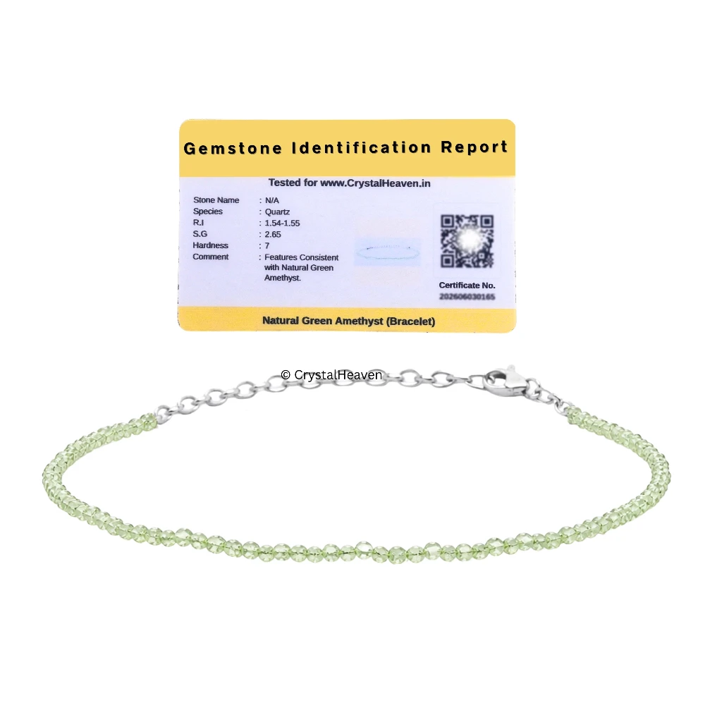 Green Amethyst Bracelets - 2mm Faceted Beads (Silver)