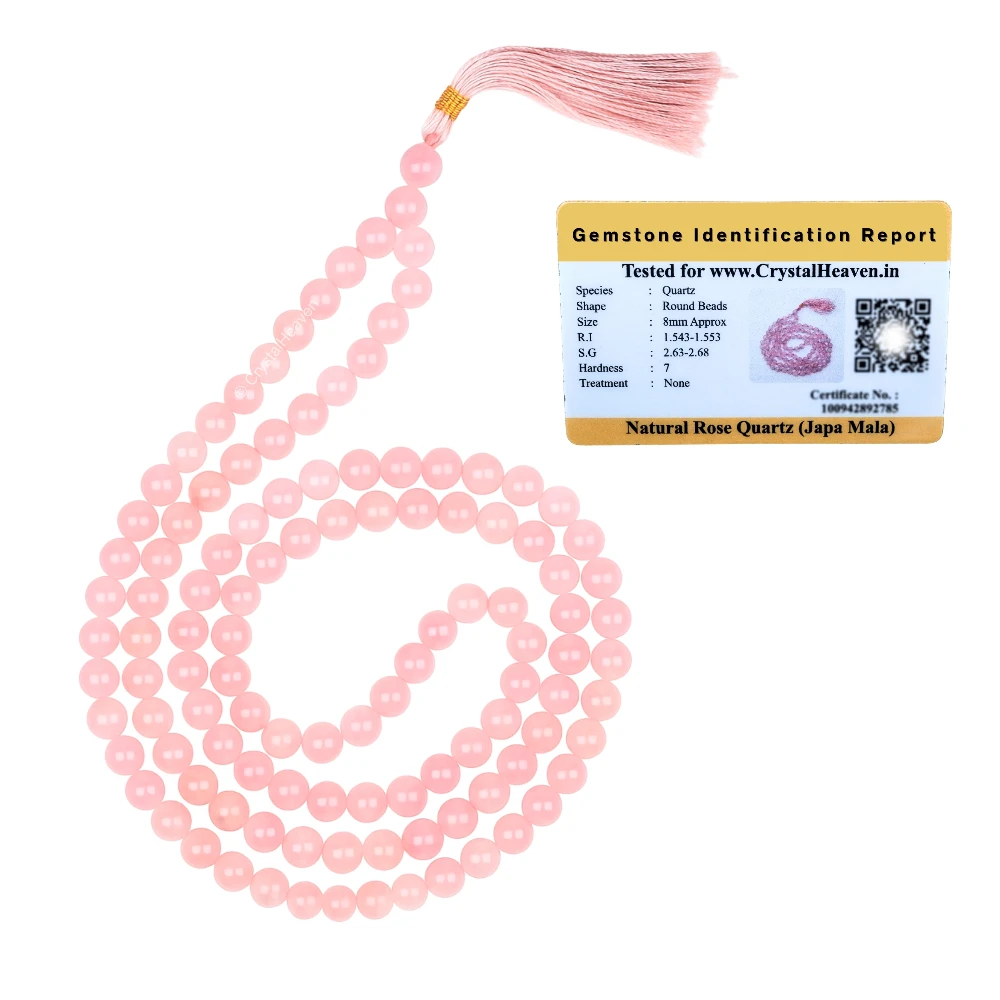 Rose Quartz Japa Mala (Without Knot)