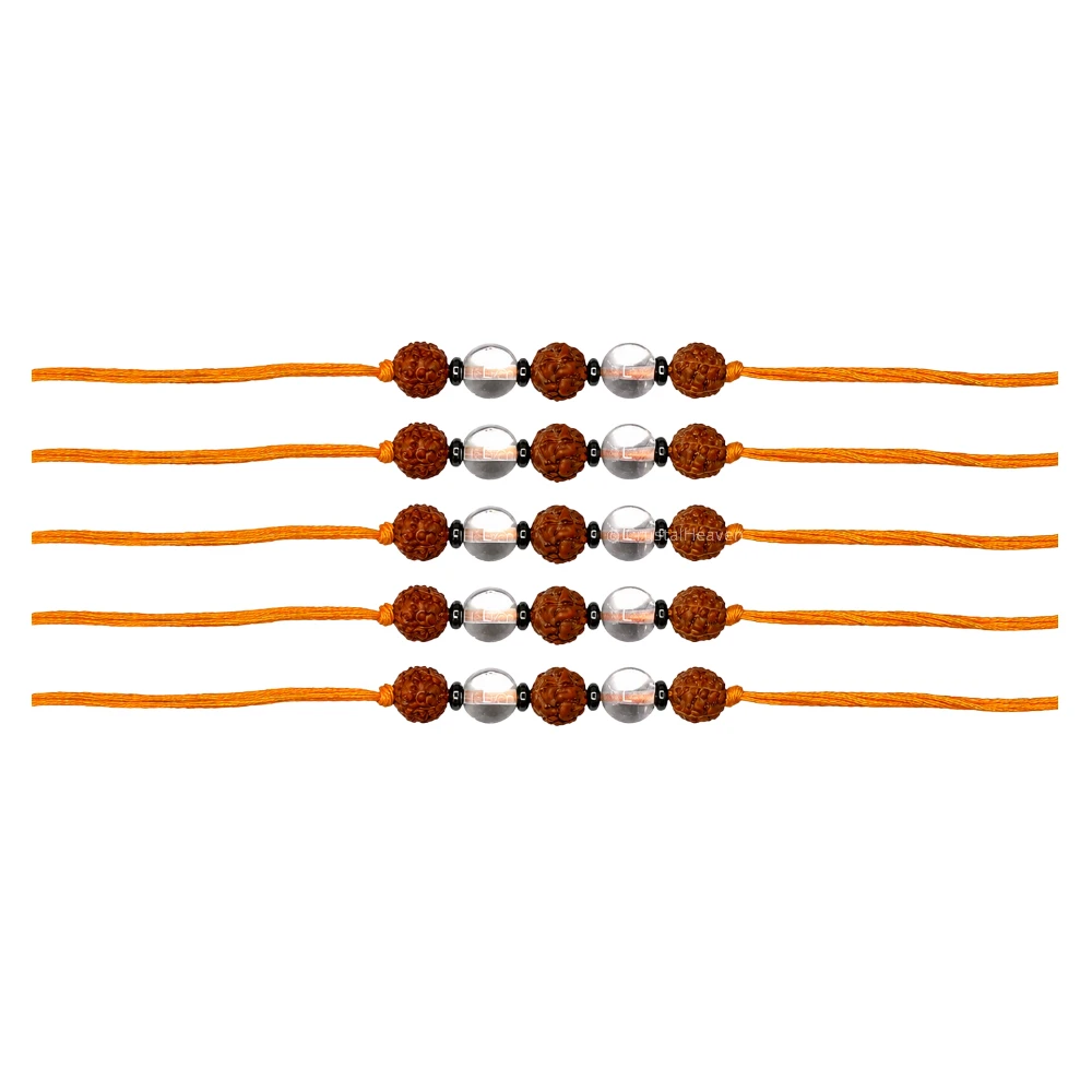 Rudraksha and Sphatik Rakhi for Brother (Set of 5)