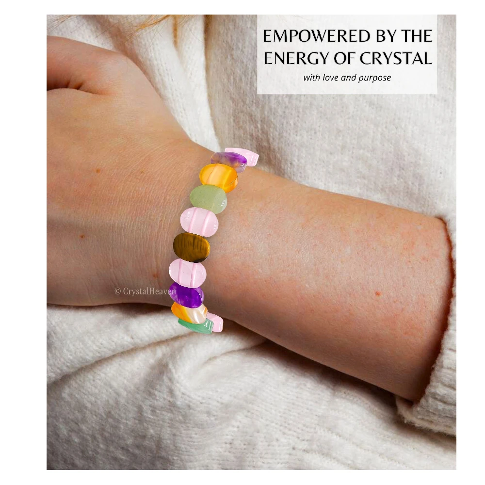 Multi Stone Faceted Beads Bracelet - Oval Stone