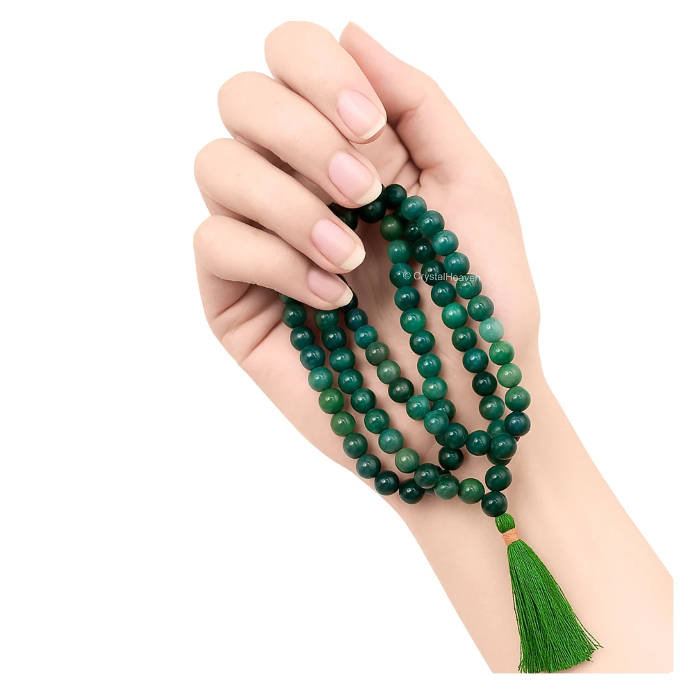 Moss Agate Japa Mala (Without Knot)