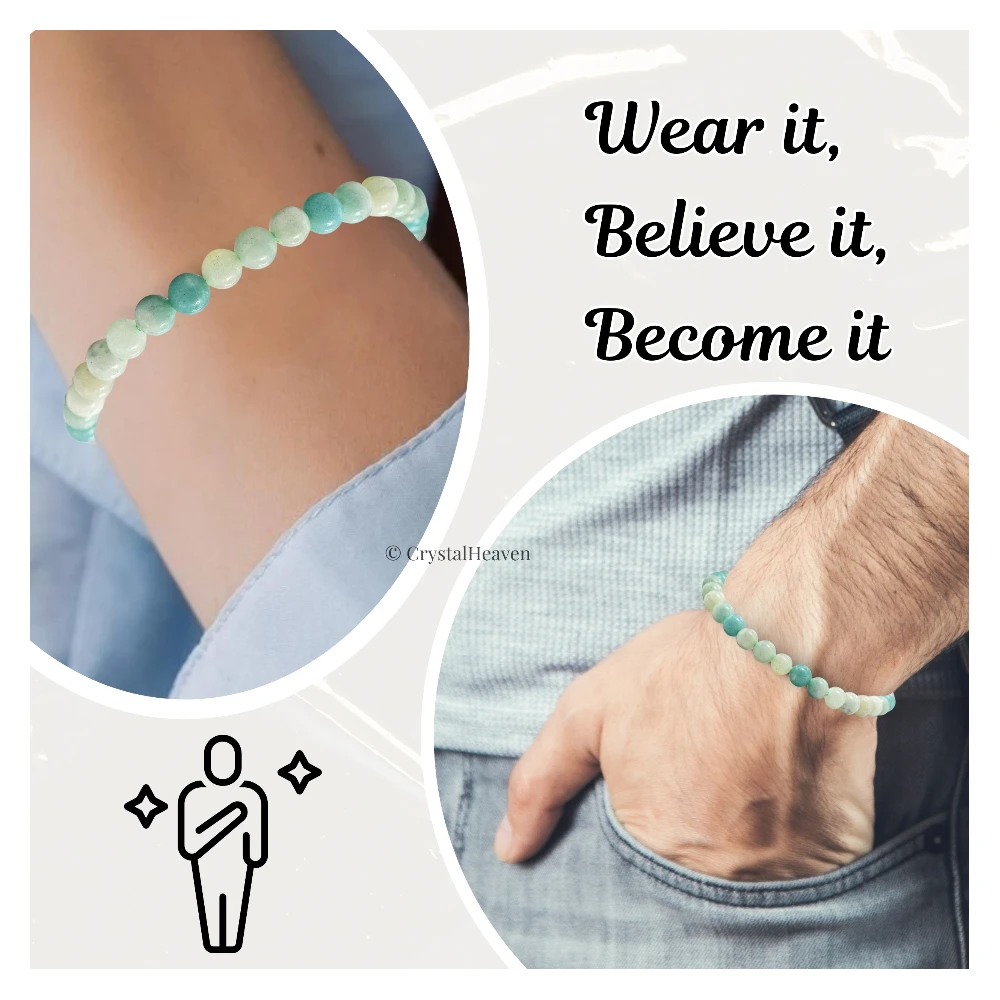 Amazonite Healing Crystal Bracelets - 6mm Beads (Adjustable)