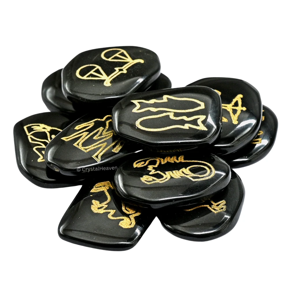 Black Agate Pagan Wiccan Stones (Set of 12)
