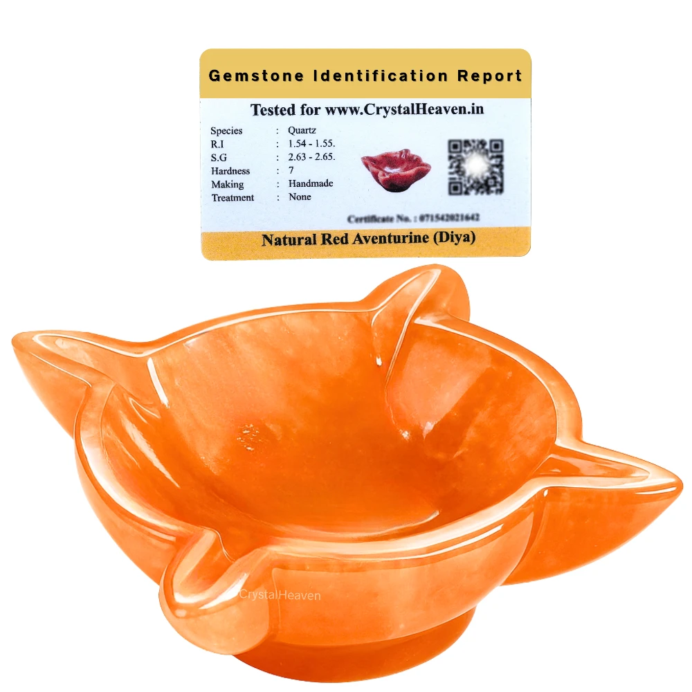 Red Aventurine Crystal Diya - 4 Batti
