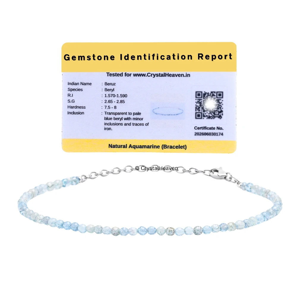 Aquamarine Bracelets - 2mm Faceted Beads (Silver)