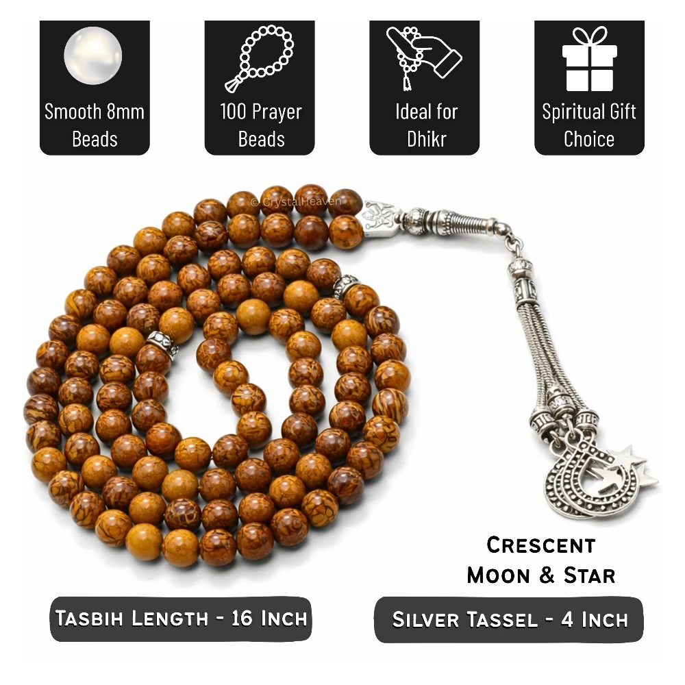 Mariyam Jasper Crystal Tasbih (Silver)