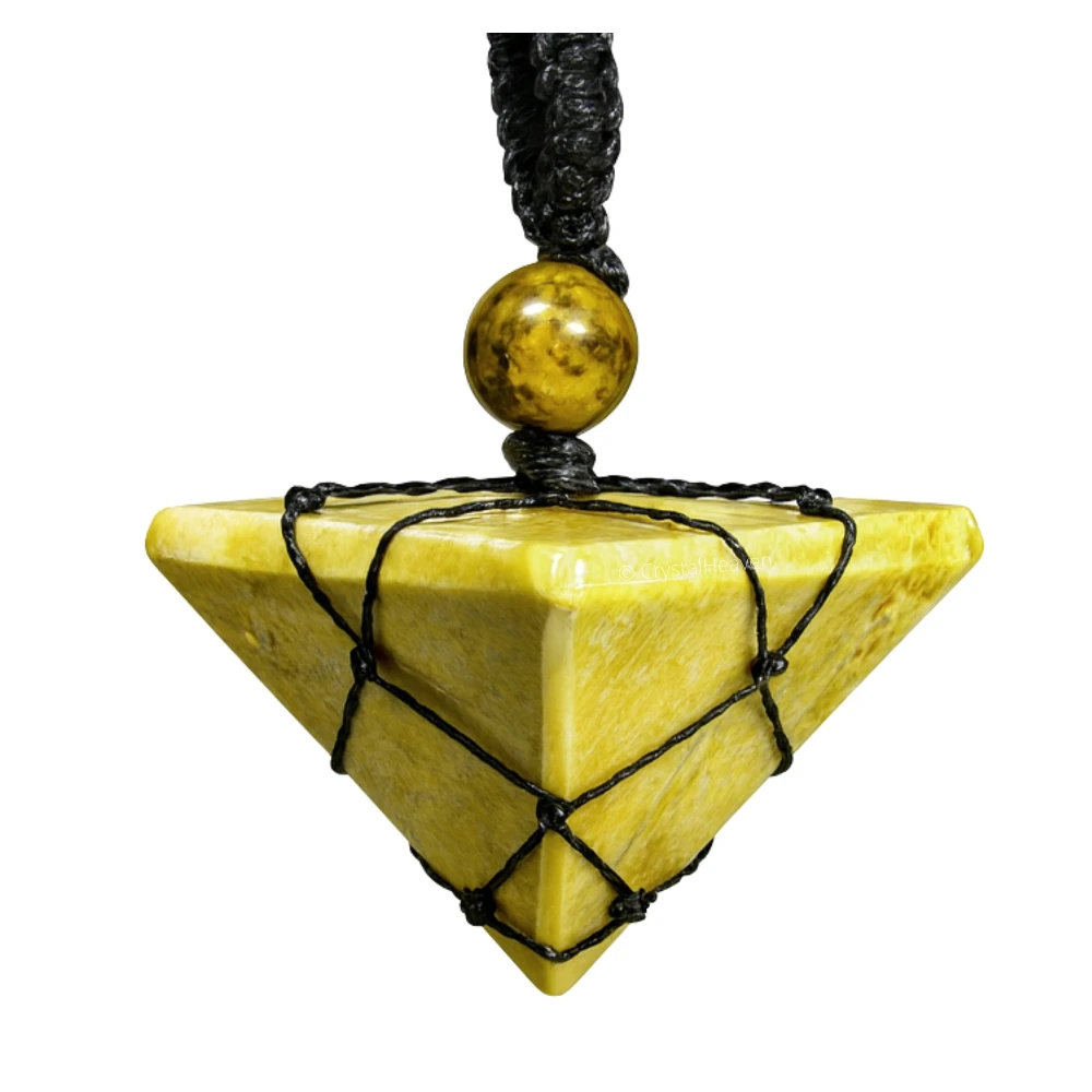 Serpentine Pyramid Macrame Pendant Necklace