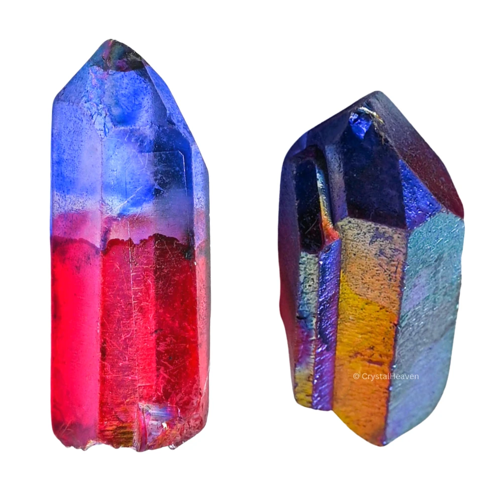 Ruby-Tanzine Aura Quartz Crystals Raw Points