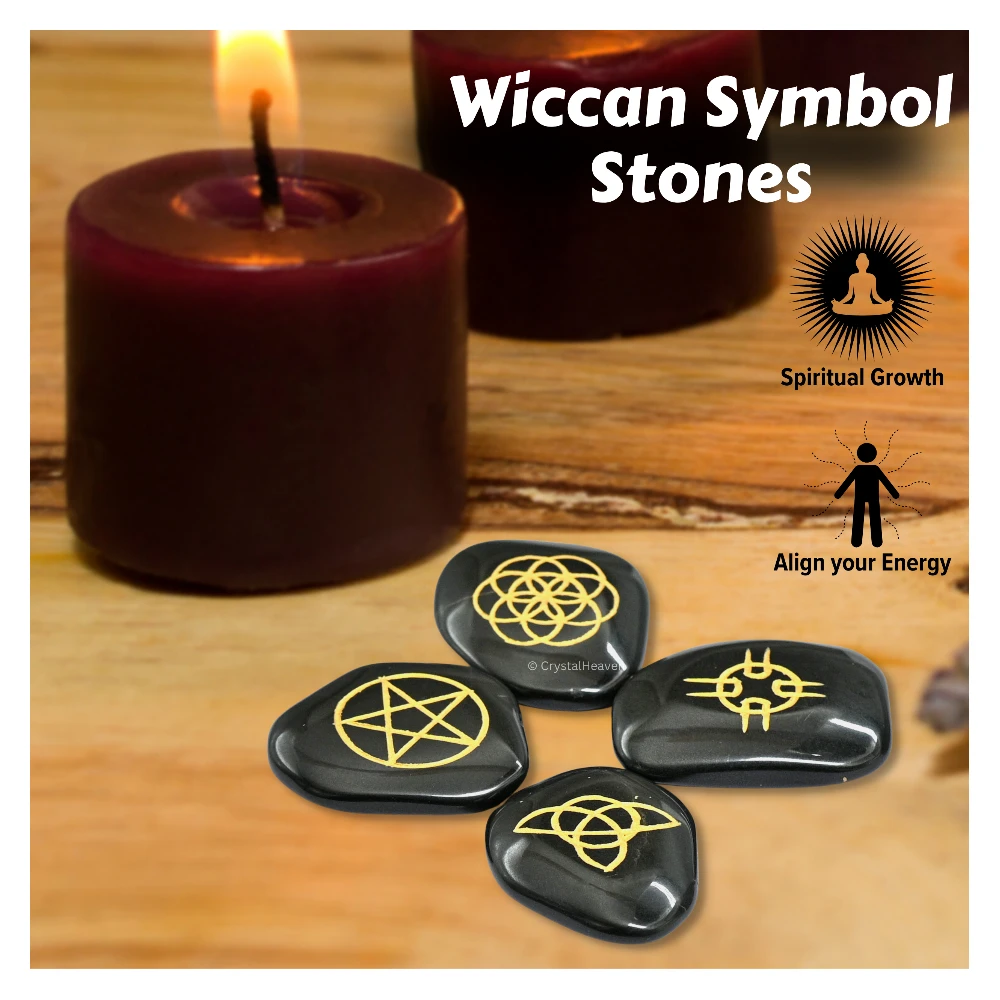 Black Agate Pagan Wiccan Stones (Set of 4)