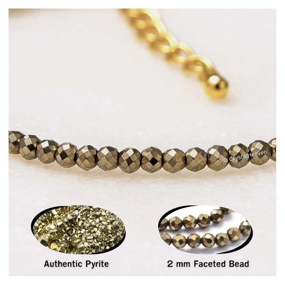 Pyrite Bracelets - 2mm Faceted Beads (Gold)