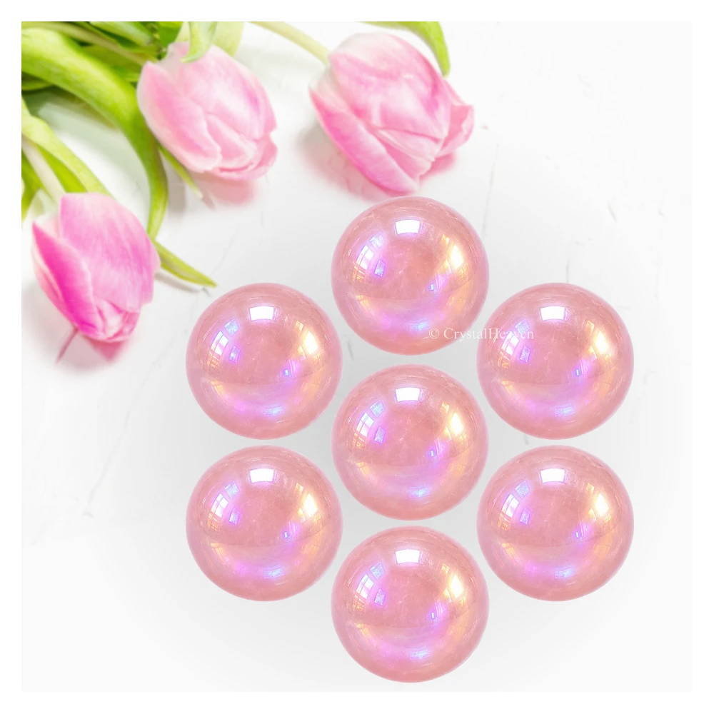 Angel Aura Rose Quartz Sphere (1 Inch)