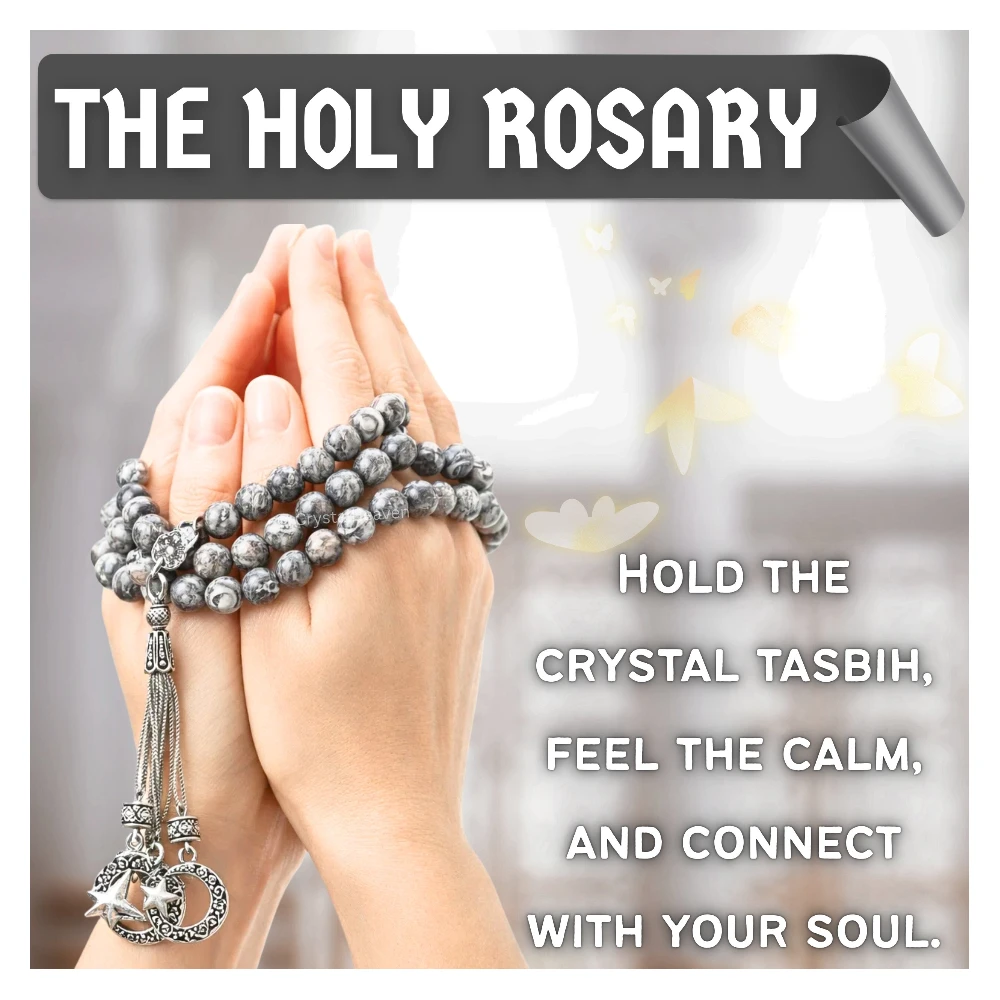 Black Picasso Crystal Tasbih (Silver)